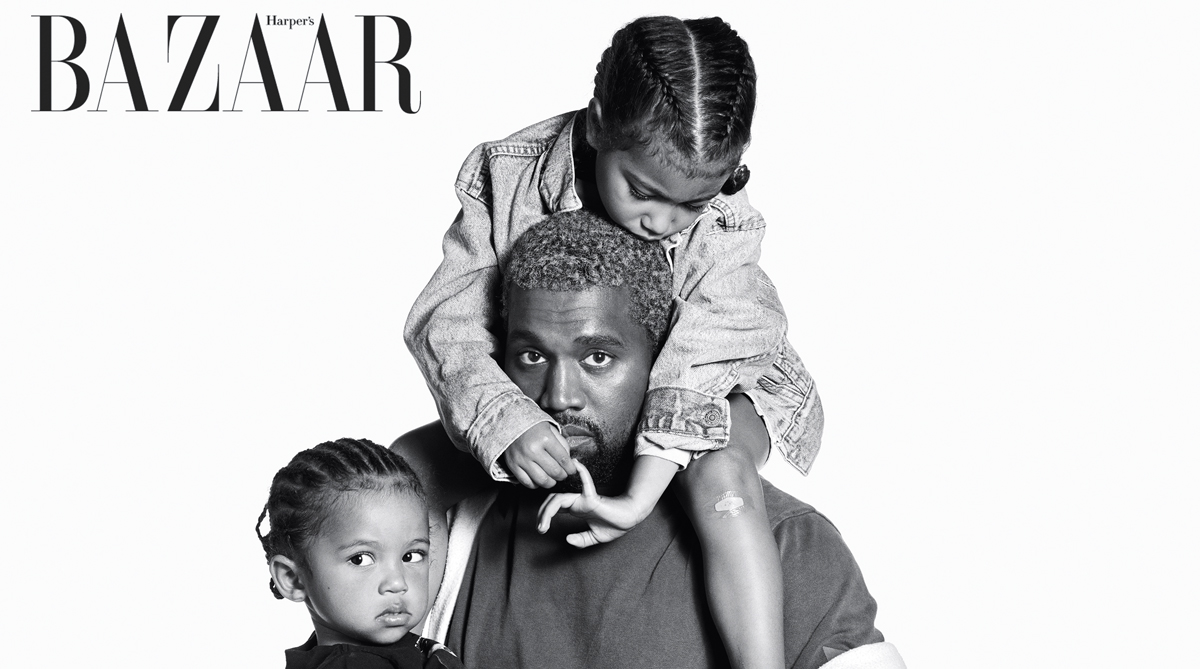 Kanye West Poses with North & Saint for Special ‘Harper’s Bazaar