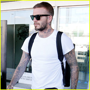 David Beckham Puts His Tattoos on Display While Arriving in Barcelona