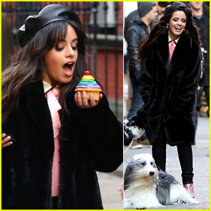 Camila Cabello Eats Cupcakes & Plays with Dogs Filming New Commerical!