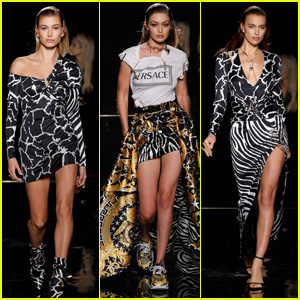 Hailey Bieber, Gigi Hadid & Irina Shayk Rock the Runway at Versace Pre-Fall 2019 Show in NYC