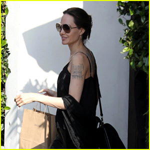 Angelina Jolie Goes Casual for Lunch at Cecconi's