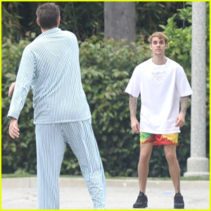 Justin Bieber Plays a Ball Game While Wife Hailey Hits A Workout Class