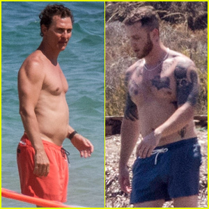 Matthew McConaughey & Chet Hanks Go Shirtless at the Beach in Greece. 
