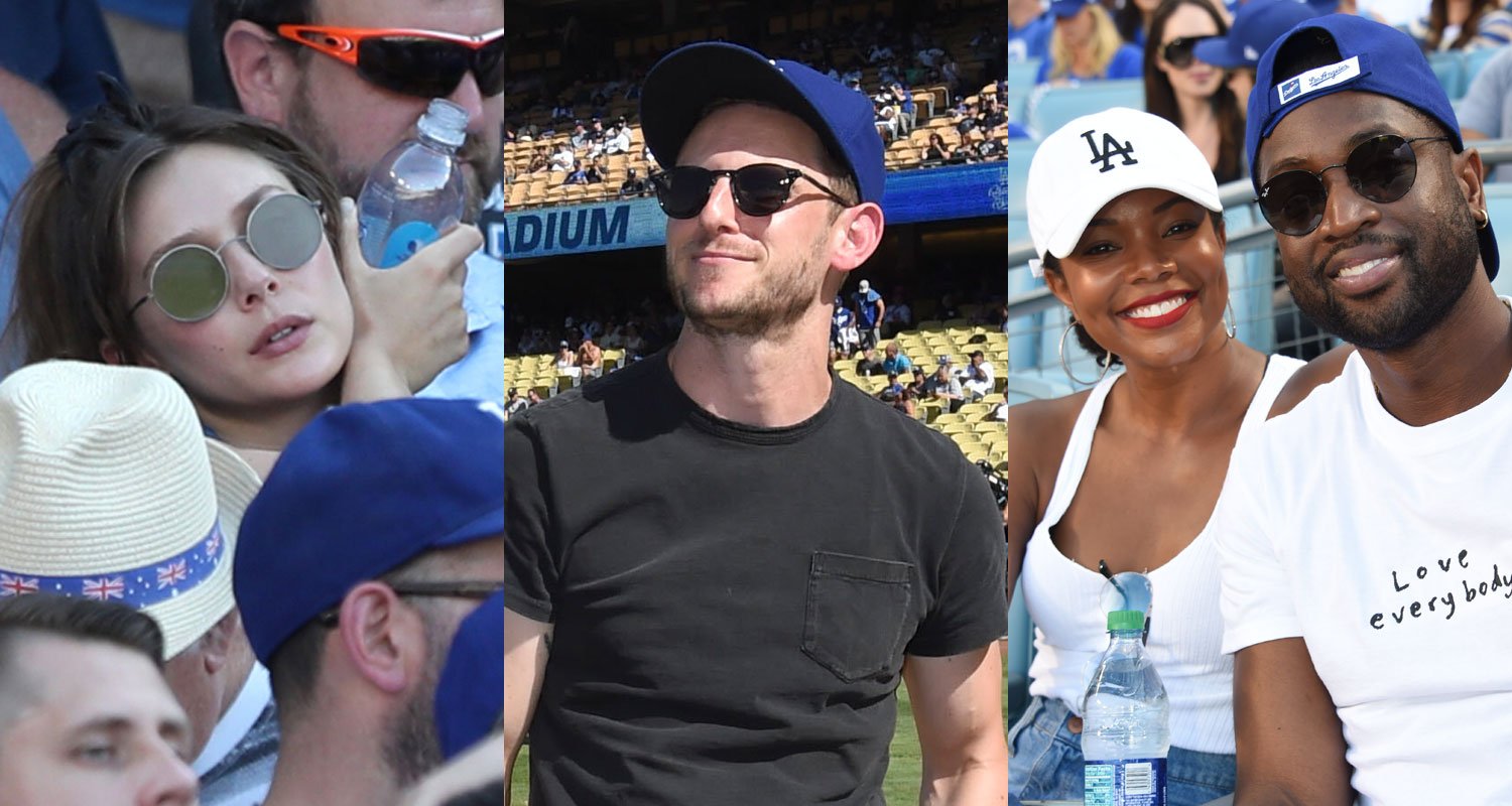 Elizabeth Olsen, Jamie Bell, & Gabrielle Union Enjoy Dodgers Game