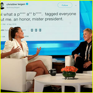 Chrissy Teigen Tells Ellen the Story Behind Her Trump Feud