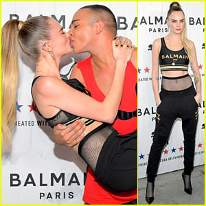 Cara Delevingne & Balmain's Olivier Rousteing Share a Kiss at PUMA LA Launch Party!