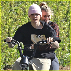 Justin & Hailey Bieber Ride a Bike Around The Neighborhood