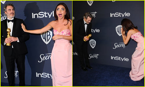 Sarah Hyland & Joaquin Phoenix Bow to Each Other After He Makes Her Starstruck at Golden Globes 2020!
