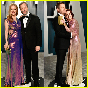 Leslie Mann & Megan Mullally Go Holographic at Vanity Fair Oscar Party with Hubbies!