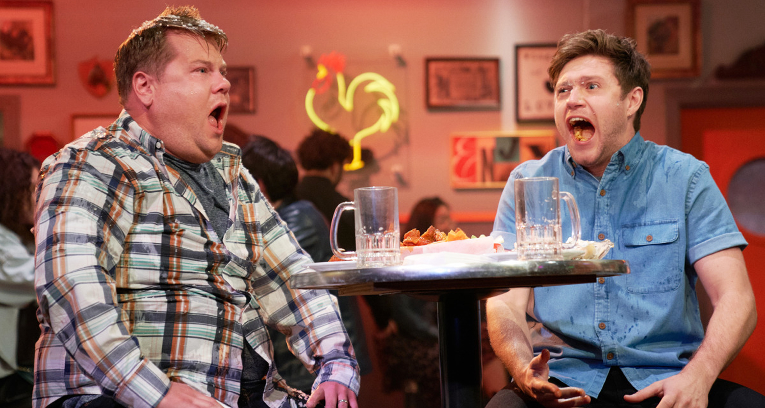 Niall Horan & James Corden Take On Hot Wings In Hilarious ‘Late Late