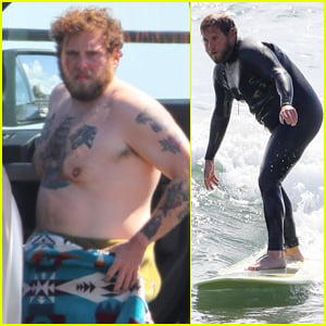 Jonah Hill Shows Off Tattoos While Stripping Out of Wetsuit. 