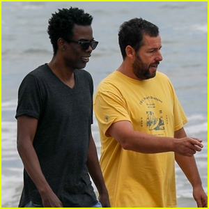 Adam Sandler Meets Up with Longtime Pal Chris Rock for Walk Along the Beach!