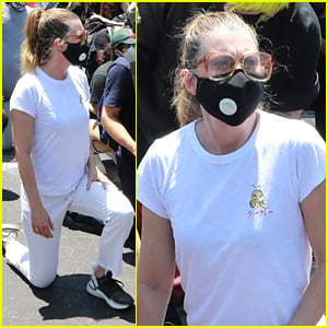 Ellen Pompeo Takes A Knee During Protest In Los Angeles