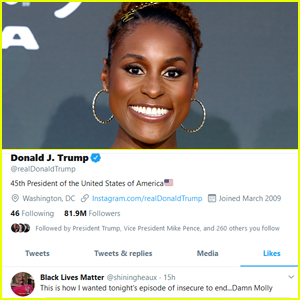 Issa Rae Reacts After Donald Trump 'Likes' Tweet About 'Insecure'