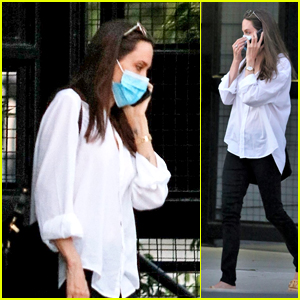 Angelina Jolie Drops Off Her Daughter in a Mask in LA