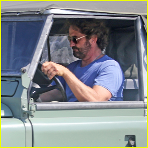 Gerard Butler Takes His Vintage Land Rover for a Ride in Malibu
