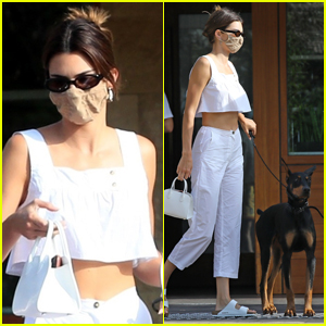 Kendall Jenner Brings Her Dog Six with Her to Lunch with Friends