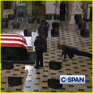 Ruth Bader Ginsburg's Personal Trainer Bryant Johnson Does Push-Ups at Her Casket