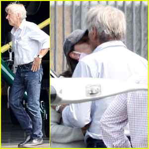 Harrison Ford Kisses Wife Calista Flockhart After Landing on Private Jet