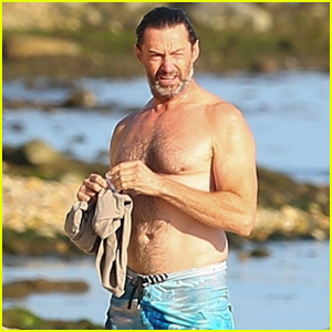 Hugh Jackman Goes Shirtless While Walking His Dogs in the Hamptons