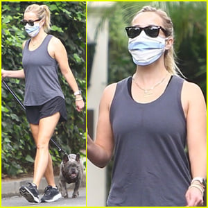 Reese Witherspoon Heads Out on a Walk with Her French Bulldog