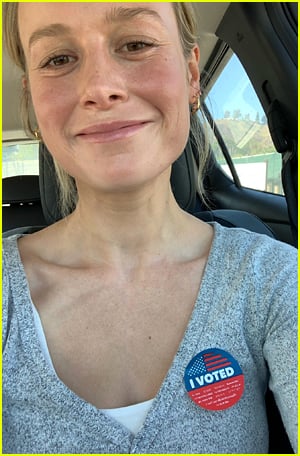 Brie Larson Brings Her Custom 'Vote' Purse With Her To Vote in the Election