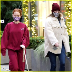 Madelaine Petsch & Lili Reinhart Buddy Up While Taking Their Dogs for a Walk