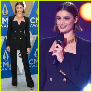 Taylor Hill Suits Up in Versace to Present at CMA Awards 2020