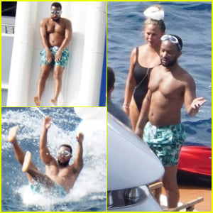 Shirtless John Legend Slides Down a Yacht During Family Vacation with Chrissy Teigen!