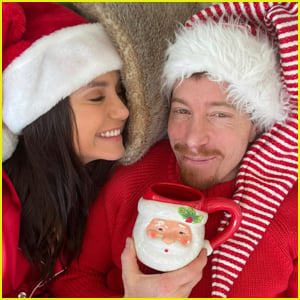 Nina Dobrev & Boyfriend Shaun White Twin in Santa Hats on Christmas
