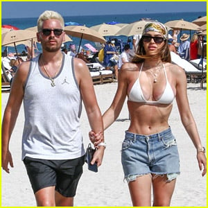 Scott Disick & Girlfriend Amelia Hamlin Flaunt PDA at the Beach on Valentine's Day