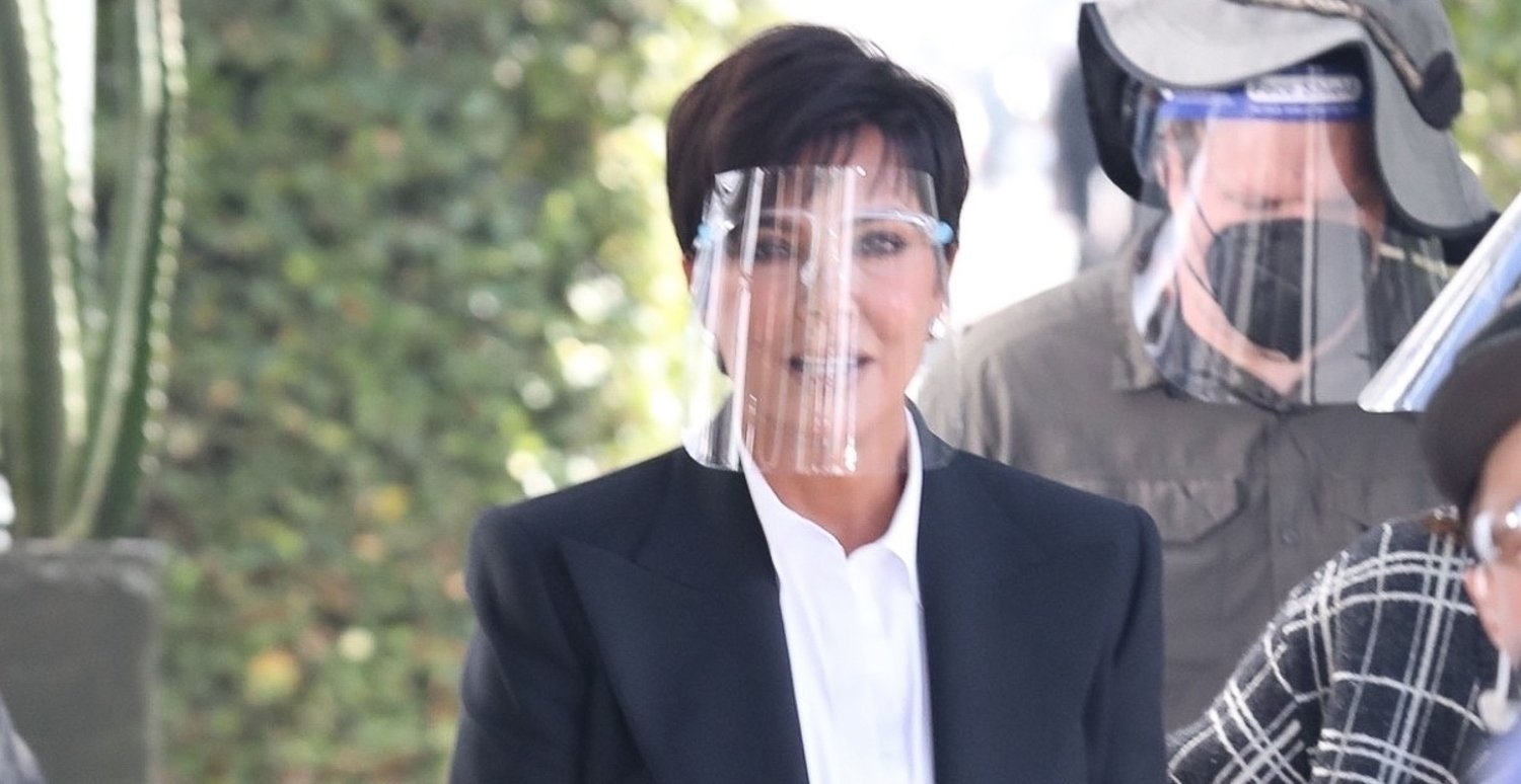 Kris Jenner Stays Safe Behind Face Shield While Filming a New Commercial Kris Jenner Just