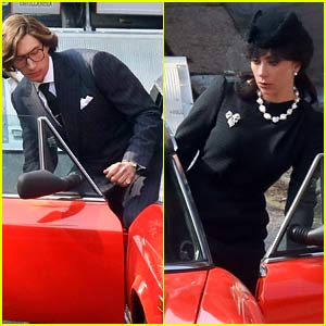 Lady Gaga Films Funeral Scene for 'House of Gucci' with Co-Star Adam Driver