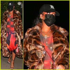 Rihanna Rocks Bold Leopard Coat For Dinner Out in Santa Monica