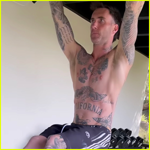 Adam Levine's New Leg Tattoo Is On Display in Shirtless Workout Video!