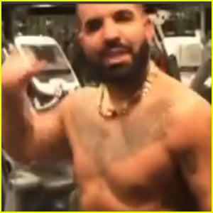 Drake Shows Off His Fit Physique Shirtless During a Workout at the Gym