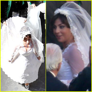 Lady Gaga Wears Wedding Gown for 'House of Gucci' Scene!