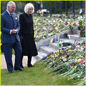 Prince Charles & Duchess Camilla View Tributes to Prince Philip Left By Mourners