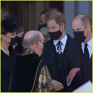 Prince Harry & Prince William Seen Chatting While Leaving Funeral Side-by-Side (Video)