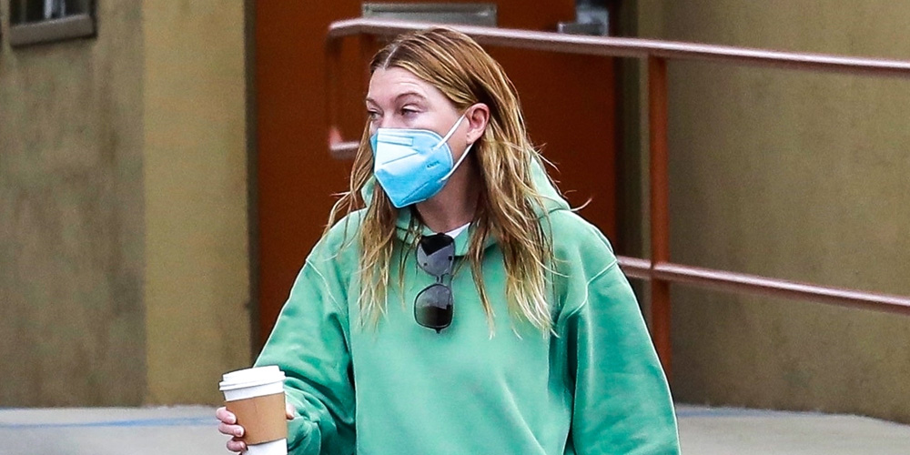 Ellen Pompeo Keeps It Comfy in Green Sweats on a Coffee Run | Ellen