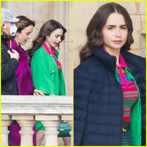 Lily Collins Looks Gorgeous in Green on the Set of 'Emily in Paris'!