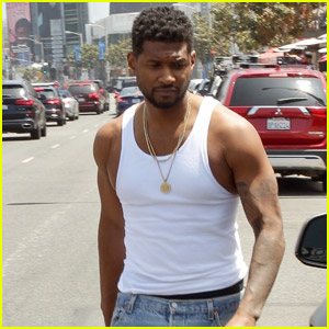 Usher Shows Off His Muscles in Tank Shirt While Shopping in WeHo