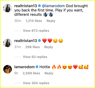 Tristan and Lamar go back and forth on Khloe's Instagram