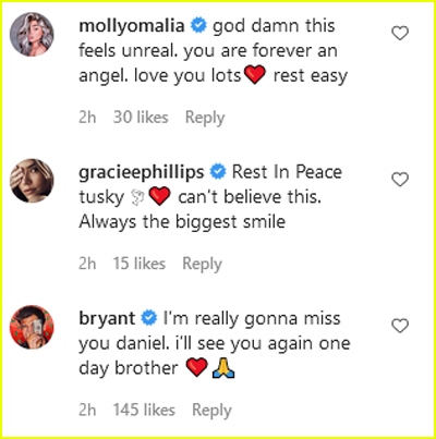 Celebs comment about Daniel Mickelson death