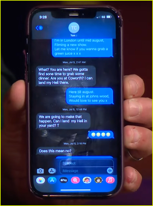 Tom Cruise and James Corden text messages