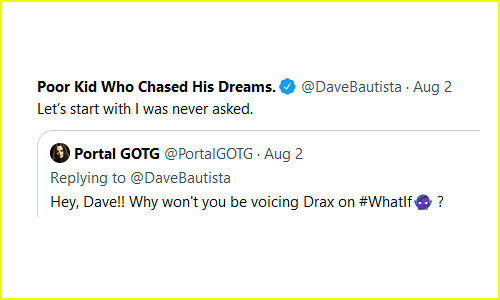 Dave Bautista's tweet