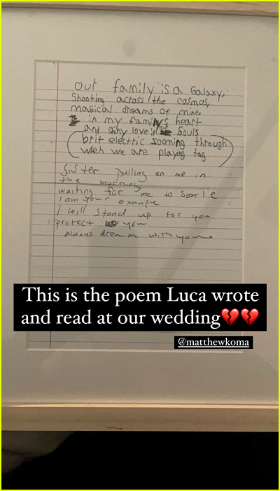 Hilary Duff son wrote a poem for her wedding