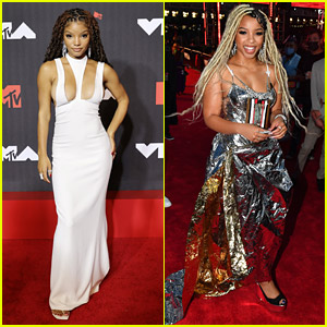 Halle Bailey Supports Sister Chloe Bailey at MTV VMAs 2021 Ahead of Her Performance