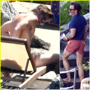 Chris Pine Shows Off Toned Back Muscles While On A Birthday Trip in Italy