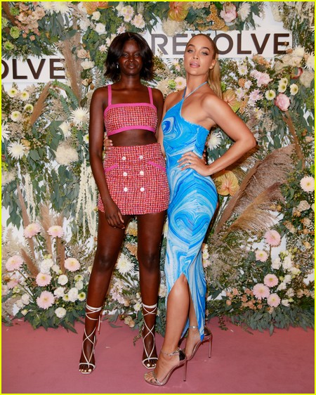 Duckie Thot and Jasmine Sanders at the Revolve Gallery event during NYFW
